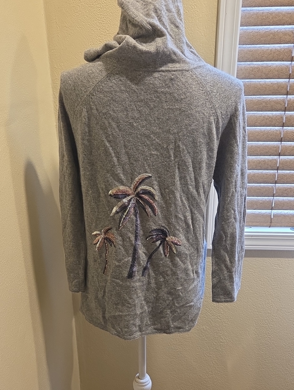 Tommy Bahama Gray Hooded Sweater with Palm Embroidery